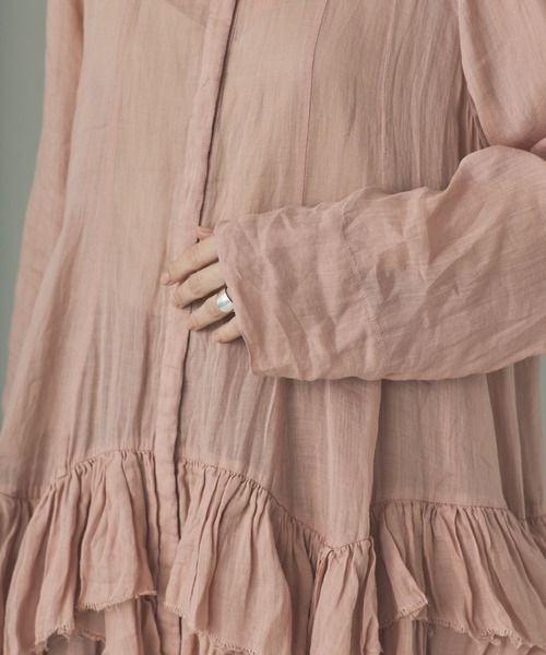 Curensology（カレンソロジー）の「Curensology(カレンソロジー)/ラミーランダムフリルブラウス（シャツ/ブラウス・レディース・ピンク/ブラウン/ホワイト・36/38）」の15枚目の写真