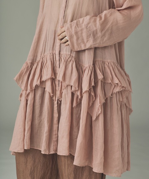 Curensology（カレンソロジー）の「Curensology(カレンソロジー)/ラミーランダムフリルブラウス（シャツ/ブラウス・レディース・ピンク/ブラウン/ホワイト・36/38）」の16枚目の写真