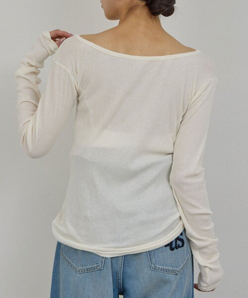 GALLARDAGALANTE(ガリャルダガランテ)の「【PEAS】ガーゼテレコプルオーバー(Tシャツ/カットソー・レディース・ホワイト/アイボリー・FREE)」の5枚目の写真
