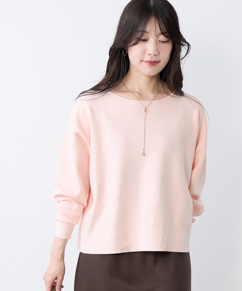 MICA&DEAL（マイカ＆ディール）の「スムースボートネックニットプルオーバー（ニット/セーター・レディース・ダークネイビー/ライトグレー/ピンク・FREE）」の3枚目の写真