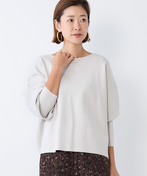 MICA&DEAL（マイカ＆ディール）の「スムースボートネックニットプルオーバー（ニット/セーター・レディース・ダークネイビー/ライトグレー/ピンク・FREE）」の2枚目の写真