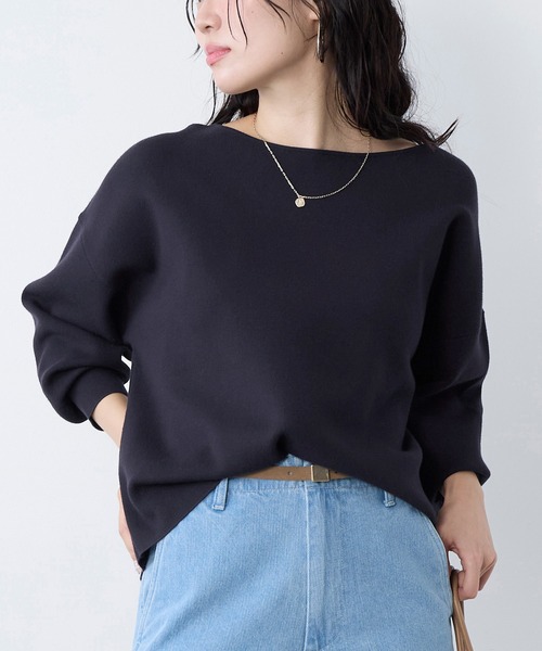 MICA&DEAL（マイカ＆ディール）の「スムースボートネックニットプルオーバー（ニット/セーター・レディース・ダークネイビー/ライトグレー/ピンク・FREE）」の12枚目の写真