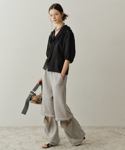 yae(ヤエ)の「New 2way sweat pants / New 2wayスウェットパンツ(スウェットパンツ・レディース・ブラック/グレー・38/36)」の2枚目の写真