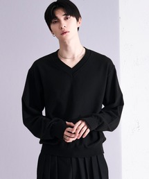 Ellno Loset | レイヤードライクVネックニット/フィンガーホール付き(ニット/セーター)