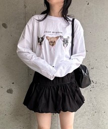 リボンDOGプリントロンT／長袖Tシャツ