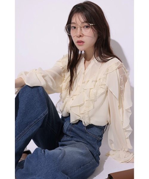 Rirandture（リランドチュール）の「レースフリルブラウス（シャツ/ブラウス・レディース・ライトイエロー・2）」の2枚目の写真