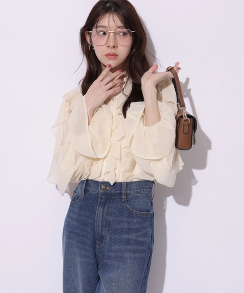 Rirandture（リランドチュール）の「レースフリルブラウス（シャツ/ブラウス・レディース・ライトイエロー・2）」の3枚目の写真