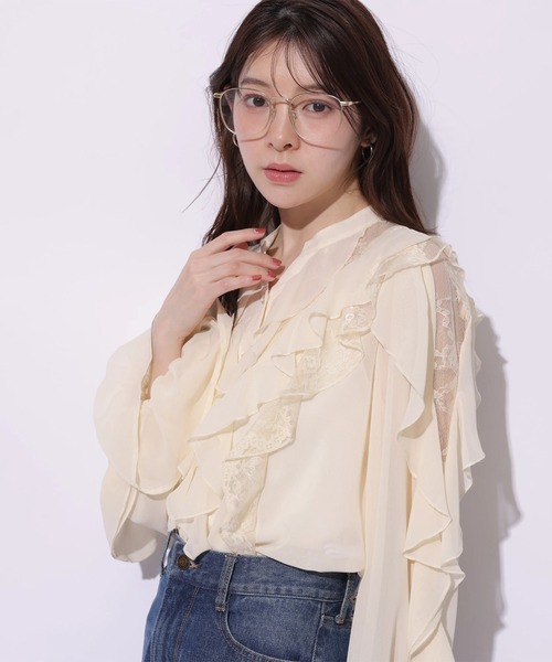 Rirandture（リランドチュール）の「レースフリルブラウス（シャツ/ブラウス・レディース・ライトイエロー・2）」の4枚目の写真