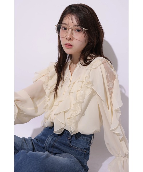 Rirandture（リランドチュール）の「レースフリルブラウス（シャツ/ブラウス・レディース・ライトイエロー・2）」の7枚目の写真