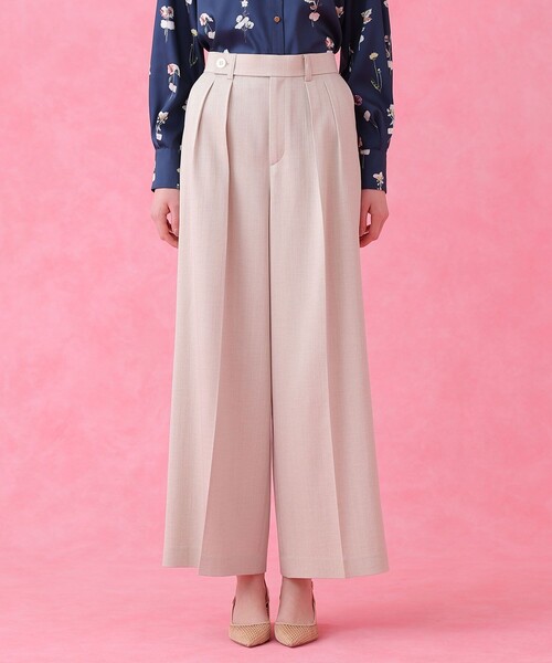 ANAYI(アナイ)の「【セットアップ対応商品】オックスストレッチタックワイドパンツ(その他パンツ・レディース・ネイビー/ベージュ/ピンク・38/36/34)」の4枚目の写真