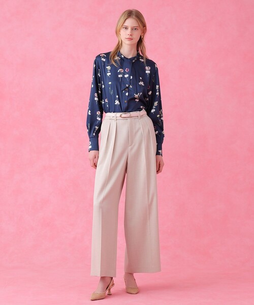 ANAYI(アナイ)の「【セットアップ対応商品】オックスストレッチタックワイドパンツ(その他パンツ・レディース・ネイビー/ベージュ/ピンク・38/36/34)」の8枚目の写真