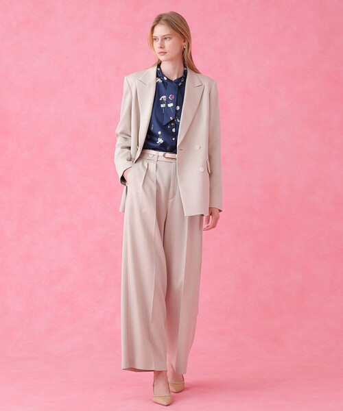 ANAYI(アナイ)の「【セットアップ対応商品】オックスストレッチタックワイドパンツ(その他パンツ・レディース・ネイビー/ベージュ/ピンク・38/36/34)」の9枚目の写真