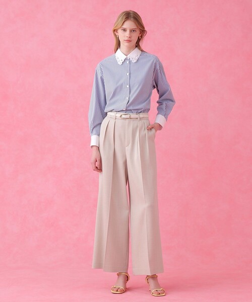 ANAYI(アナイ)の「【セットアップ対応商品】オックスストレッチタックワイドパンツ(その他パンツ・レディース・ネイビー/ベージュ/ピンク・38/36/34)」の11枚目の写真