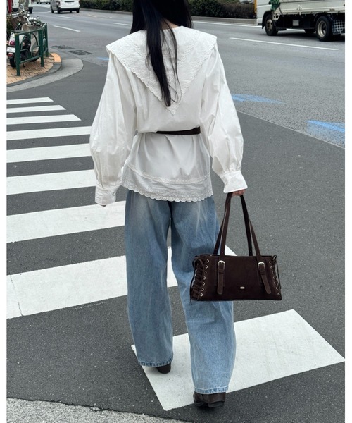 mellowneon(メロウネオン)の「セーラーカラーシャツワンピース(ワンピース・レディース・ホワイト・FREE)」の14枚目の写真