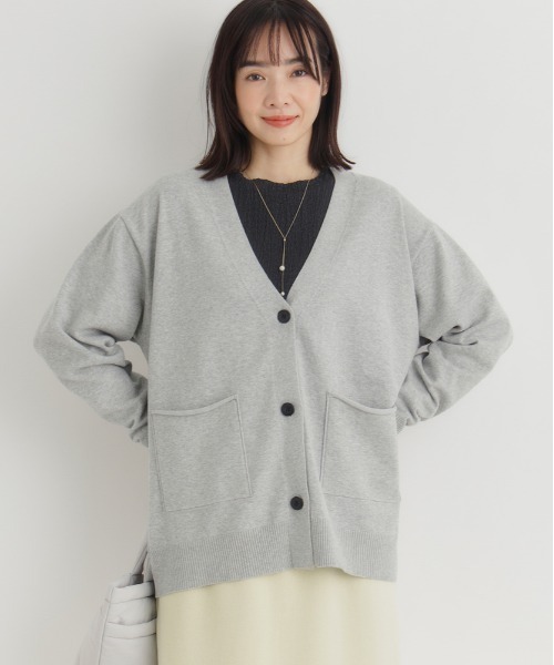 Right-on(ライトオン)の「HONEYSUCKLE ROSE(ハニーサックルローズ)【レディース】コットン混Vネックカーディガン(ニット/セーター・レディース・ブラック/ライトグレー/グリーン・M/L/S)」の9枚目の写真