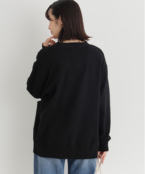 Right-on(ライトオン)の「HONEYSUCKLE ROSE(ハニーサックルローズ)【レディース】コットン混Vネックカーディガン(ニット/セーター・レディース・ブラック/ライトグレー/グリーン・M/L/S)」の13枚目の写真
