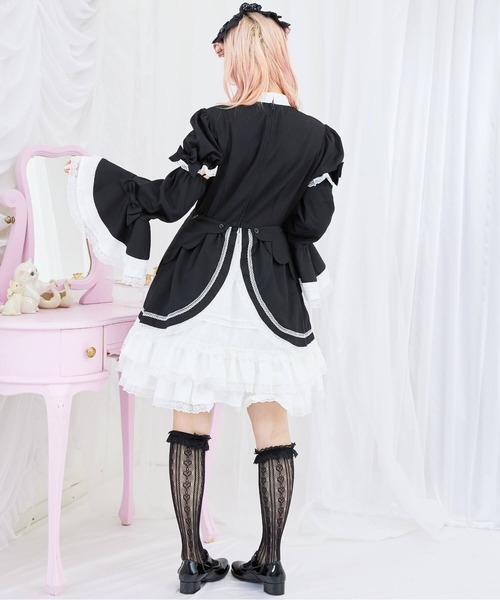 BODYLINE（ボディライン）の「2wayスカラップフリルの姫袖ワンピース 3点セット（ワンピース・レディース・ブラウン系その他/ブラック×ホワイト・4L/2L/L/M/S）」の15枚目の写真