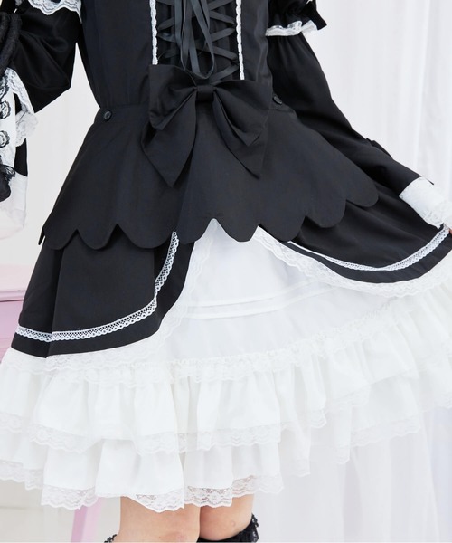 BODYLINE（ボディライン）の「2wayスカラップフリルの姫袖ワンピース 3点セット（ワンピース・レディース・ブラウン系その他/ブラック×ホワイト・4L/2L/L/M/S）」の19枚目の写真