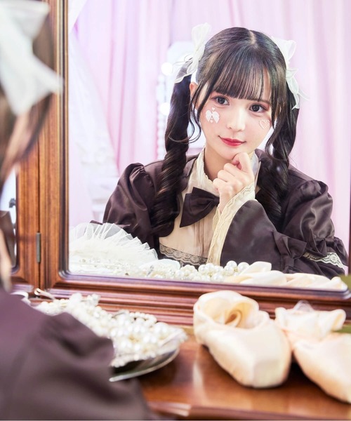 BODYLINE（ボディライン）の「2wayスカラップフリルの姫袖ワンピース 3点セット（ワンピース・レディース・ブラウン系その他/ブラック×ホワイト・4L/2L/L/M/S）」の21枚目の写真