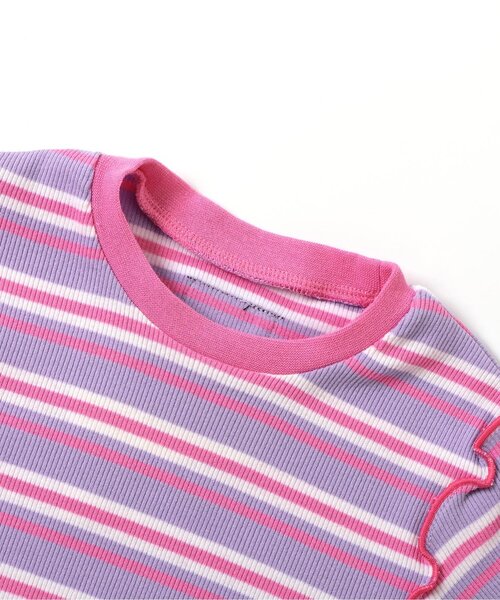 apres les cours（アプレレクール）の「【リンク/WEB限定】マルチボーダーメロウボディースーツ（ロンパース・キッズ・ミント/ラベンダー・80/70）」の8枚目の写真