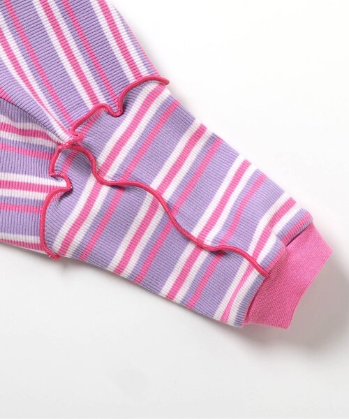 apres les cours（アプレレクール）の「【リンク/WEB限定】マルチボーダーメロウボディースーツ（ロンパース・キッズ・ミント/ラベンダー・80/70）」の10枚目の写真