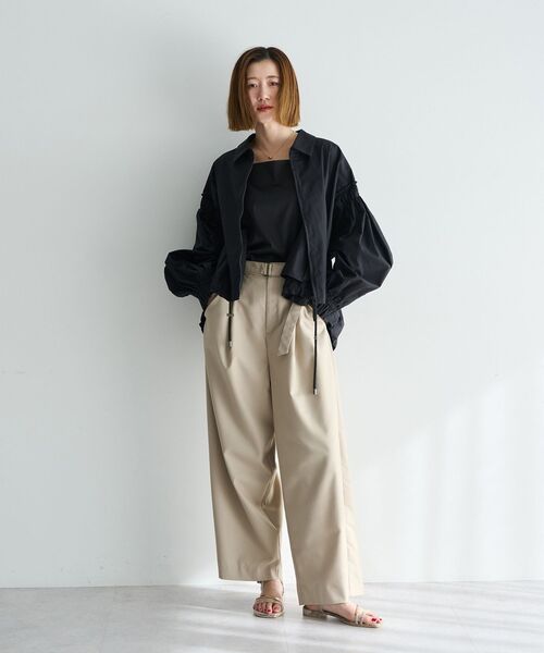 Editt by YECCA VECCA（エディットバイイェッカヴェッカ）の「ボリュームギャザーデザインZIPブルゾン（ブルゾン・レディース・アイボリー/ブラック/カーキ・FREE）」の18枚目の写真