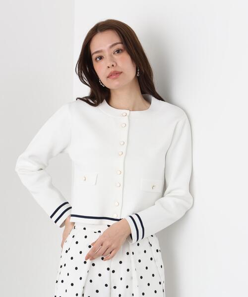 PINKY&DIANNE（ピンキーアンドダイアン）の「◆ミラノリブマリンニットジャケット（ニット/セーター・レディース・ネイビー/ホワイト・38）」の12枚目の写真