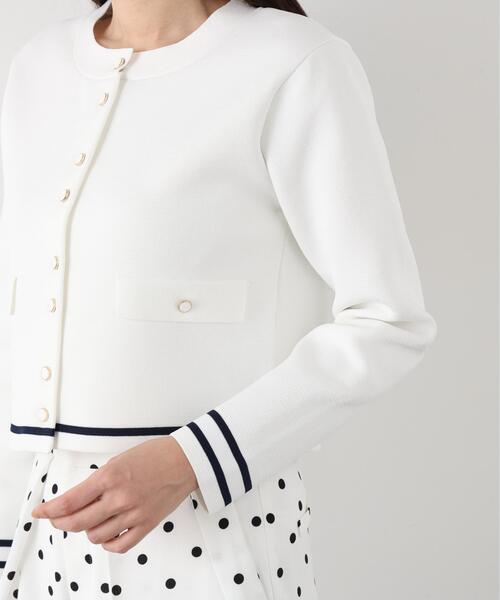 PINKY&DIANNE（ピンキーアンドダイアン）の「◆ミラノリブマリンニットジャケット（ニット/セーター・レディース・ネイビー/ホワイト・38）」の5枚目の写真