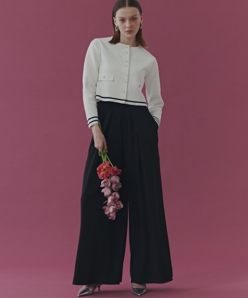 PINKY&DIANNE（ピンキーアンドダイアン）の「◆ミラノリブマリンニットジャケット（ニット/セーター・レディース・ネイビー/ホワイト・38）」の9枚目の写真