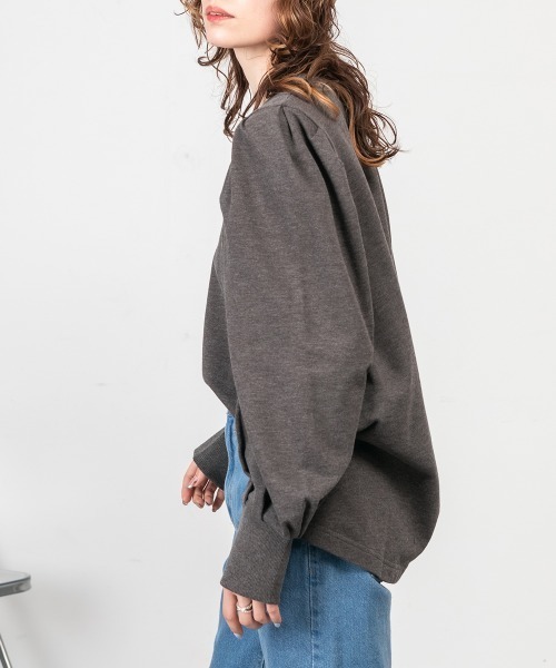 RCD(アールシーディー)の「ミニ裏毛パフスリーブカットソー(Tシャツ/カットソー・レディース・チャコールグレー/ブラック/杢グレー・M-L/LL~3L/4L~5L)」の8枚目の写真