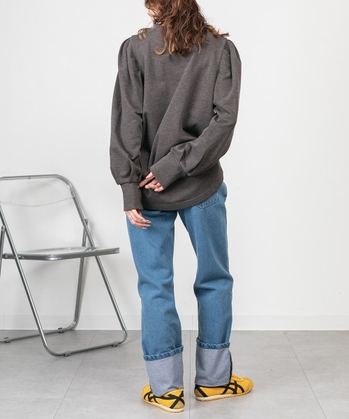 RCD(アールシーディー)の「ミニ裏毛パフスリーブカットソー(Tシャツ/カットソー・レディース・チャコールグレー/ブラック/杢グレー・M-L/LL~3L/4L~5L)」の9枚目の写真