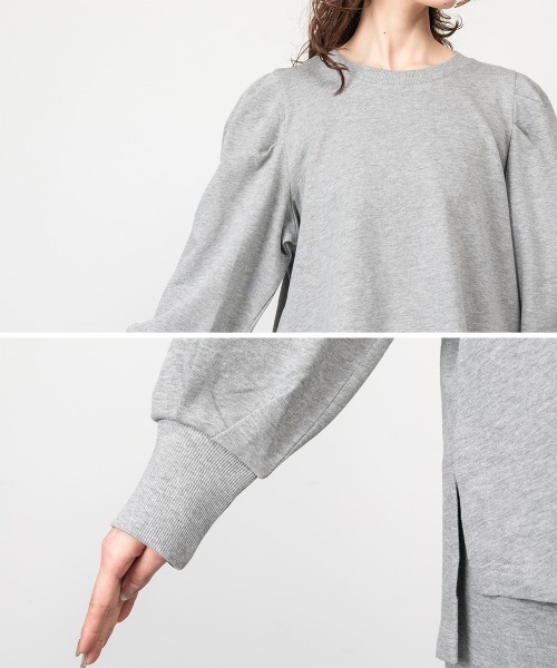 RCD(アールシーディー)の「ミニ裏毛パフスリーブカットソー(Tシャツ/カットソー・レディース・チャコールグレー/ブラック/杢グレー・M-L/LL~3L/4L~5L)」の14枚目の写真