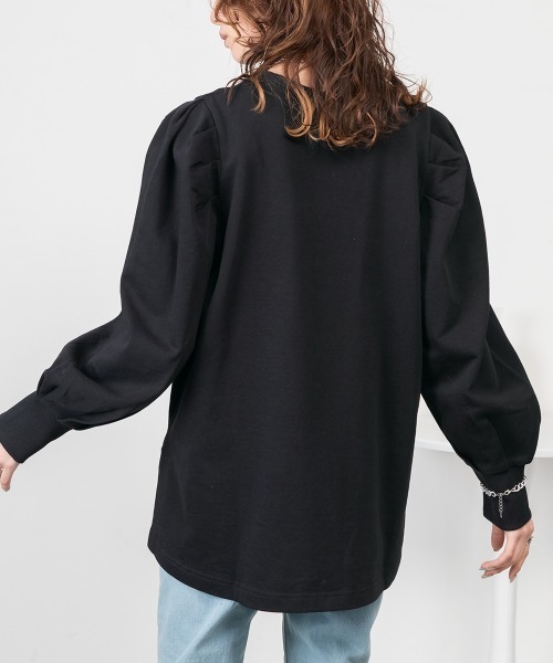 RCD(アールシーディー)の「ミニ裏毛パフスリーブカットソー(Tシャツ/カットソー・レディース・チャコールグレー/ブラック/杢グレー・M-L/LL~3L/4L~5L)」の6枚目の写真