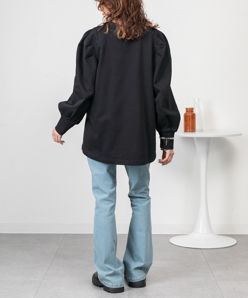 RCD(アールシーディー)の「ミニ裏毛パフスリーブカットソー(Tシャツ/カットソー・レディース・チャコールグレー/ブラック/杢グレー・M-L/LL~3L/4L~5L)」の20枚目の写真