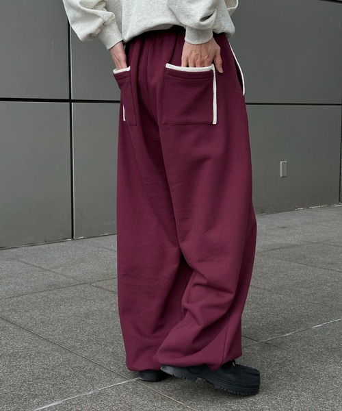 Perushu（ペルーシュ）の「Layered Pocket Design Drawcord Sweatpants／レイヤードポケットデザインドローコードスウェットパンツ（スウェットパンツ・メンズ・ボルドー/グレー/ブラック・LARGE/MEDIUM/SMALL）」の3枚目の写真