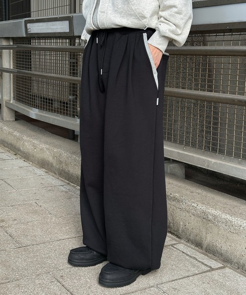 Perushu（ペルーシュ）の「Layered Pocket Design Drawcord Sweatpants／レイヤードポケットデザインドローコードスウェットパンツ（スウェットパンツ・メンズ・ボルドー/グレー/ブラック・LARGE/MEDIUM/SMALL）」の2枚目の写真