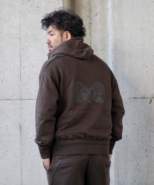 NATAL DESIGN（ネイタルデザイン）の「FLOWER OF LIFE SWEAT PARKA（パーカー・メンズ・パープル/ブラック/チョコ/オリーブ・SMALL/MEDIUM/LARGE/X-LARGE）」の3枚目の写真