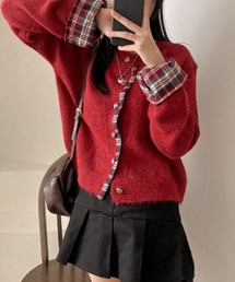 CHEER（チアー）の「チェック配色ニットカーディガン（カーディガン/ボレロ）」