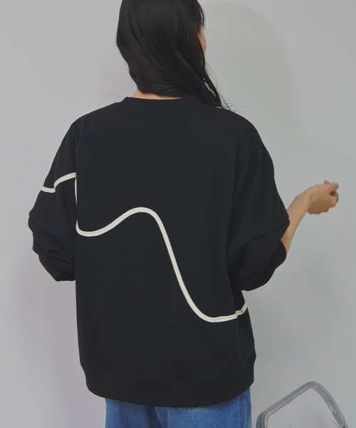 Fizz(フィズ)の「TC裏毛 ニュアンスラインドルマンプルオーバー(スウェット・レディース・オートミール/アイボリー/ブルー/ブラック・M)」の18枚目の写真