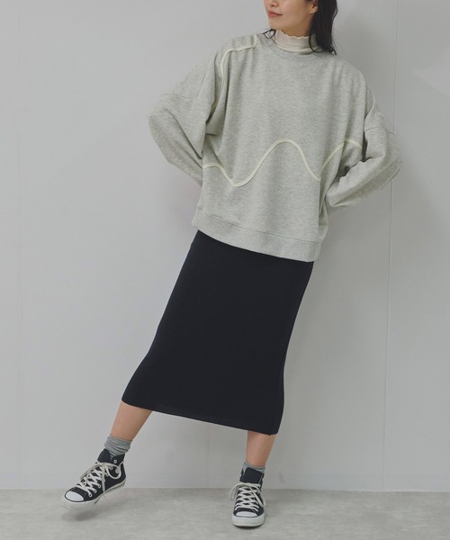 Fizz(フィズ)の「TC裏毛 ニュアンスラインドルマンプルオーバー(スウェット・レディース・オートミール/アイボリー/ブルー/ブラック・M)」の19枚目の写真