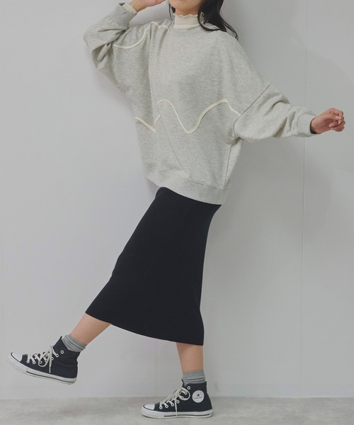 Fizz(フィズ)の「TC裏毛 ニュアンスラインドルマンプルオーバー(スウェット・レディース・オートミール/アイボリー/ブルー/ブラック・M)」の20枚目の写真