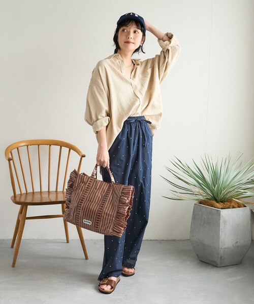 FREAK'S STORE（フリークスストア）の「インド ラメドット刺繍 イージーパンツ＜セットアップ対応＞（その他パンツ・レディース・オフホワイト/ブラック/ブラウン/ネイビー・SMALL/MEDIUM）」の5枚目の写真