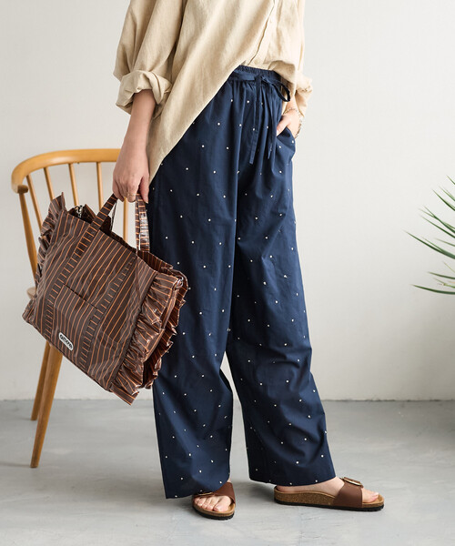 FREAK'S STORE（フリークスストア）の「インド ラメドット刺繍 イージーパンツ＜セットアップ対応＞（その他パンツ・レディース・オフホワイト/ブラック/ブラウン/ネイビー・SMALL/MEDIUM）」の12枚目の写真