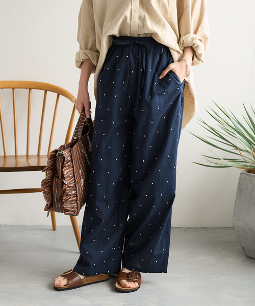 FREAK'S STORE（フリークスストア）の「インド ラメドット刺繍 イージーパンツ＜セットアップ対応＞（その他パンツ・レディース・オフホワイト/ブラック/ブラウン/ネイビー・SMALL/MEDIUM）」の13枚目の写真