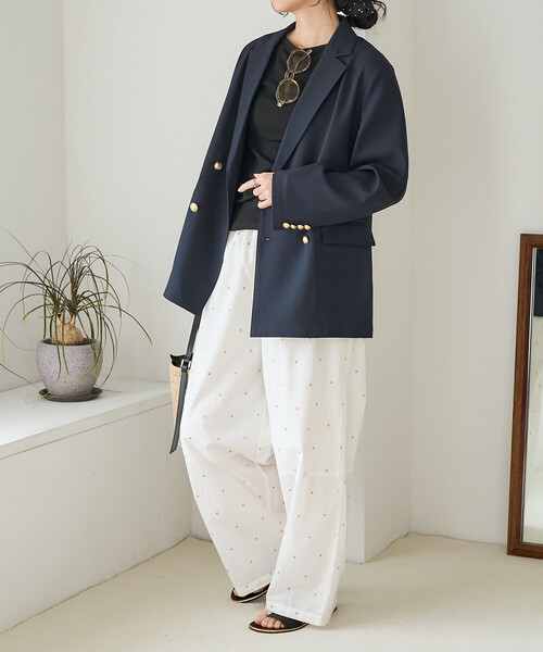 FREAK'S STORE（フリークスストア）の「インド ラメドット刺繍 イージーパンツ＜セットアップ対応＞（その他パンツ・レディース・オフホワイト/ブラック/ブラウン/ネイビー・SMALL/MEDIUM）」の20枚目の写真