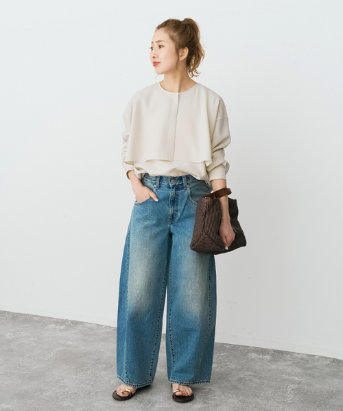 Spick & Span(スピックアンドスパン)の「《セットアップ可》ウォッシャブルヨークブラウス(シャツ/ブラウス・レディース・ホワイト系その他/ネイビー・FREE)」の3枚目の写真