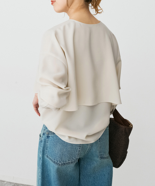 Spick & Span(スピックアンドスパン)の「《セットアップ可》ウォッシャブルヨークブラウス(シャツ/ブラウス・レディース・ホワイト系その他/ネイビー・FREE)」の8枚目の写真