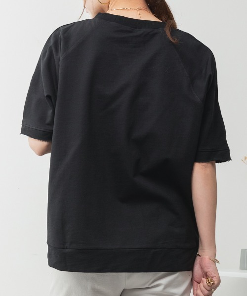 RCD（アールシーディー）の「ミニ裏毛ラグラン半袖トレーナ（Tシャツ/カットソー・レディース・オートミール/ブラック/ライトベージュ/チャコールグレー・M-L/LL～3L）」の6枚目の写真
