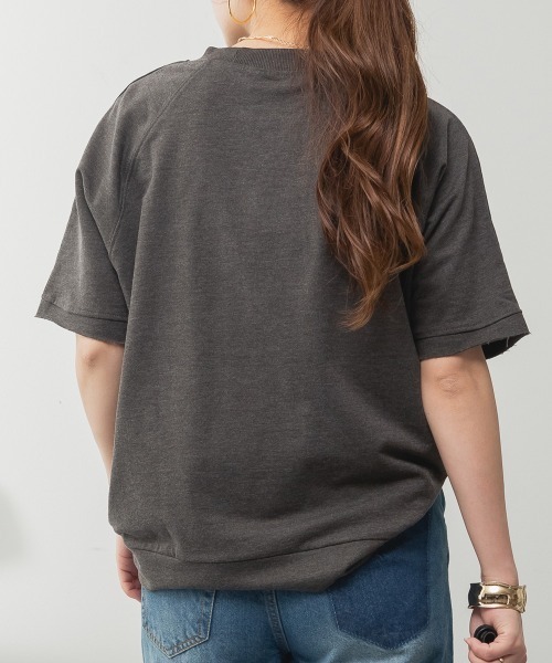 RCD（アールシーディー）の「ミニ裏毛ラグラン半袖トレーナ（Tシャツ/カットソー・レディース・オートミール/ブラック/ライトベージュ/チャコールグレー・M-L/LL～3L）」の10枚目の写真