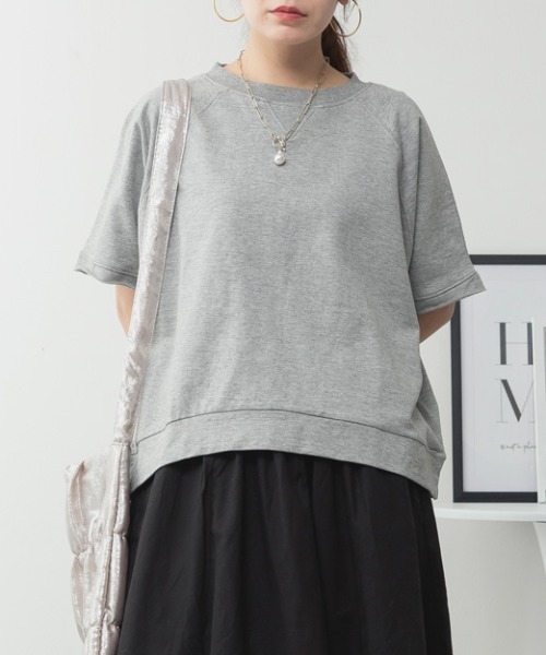 RCD（アールシーディー）の「ミニ裏毛ラグラン半袖トレーナ（Tシャツ/カットソー・レディース・オートミール/ブラック/ライトベージュ/チャコールグレー・M-L/LL～3L）」の11枚目の写真